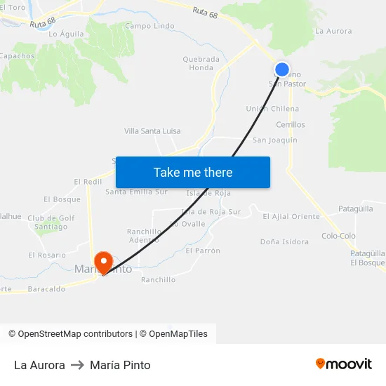 La Aurora to María Pinto map