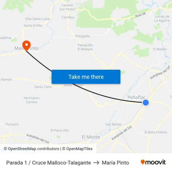 Parada 1 / Cruce Malloco-Talagante to María Pinto map