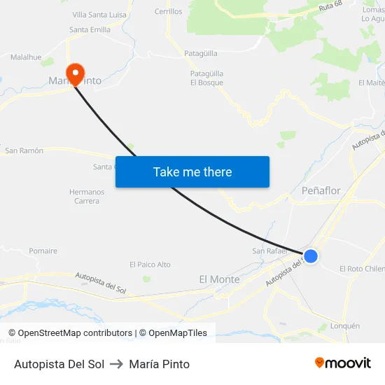Autopista Del Sol to María Pinto map