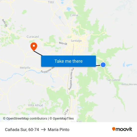Cañada Sur, 60-74 to María Pinto map