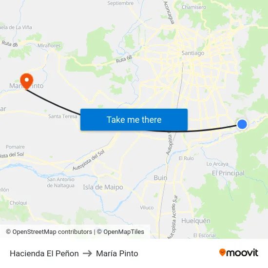 Hacienda El Peñon to María Pinto map
