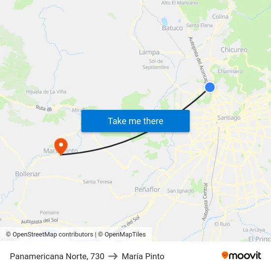 Panamericana Norte, 730 to María Pinto map