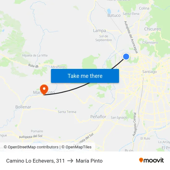 Camino Lo Echevers, 311 to María Pinto map