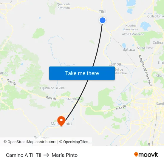 Camino A Til Til to María Pinto map