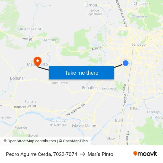 Pedro Aguirre Cerda, 7022-7074 to María Pinto map