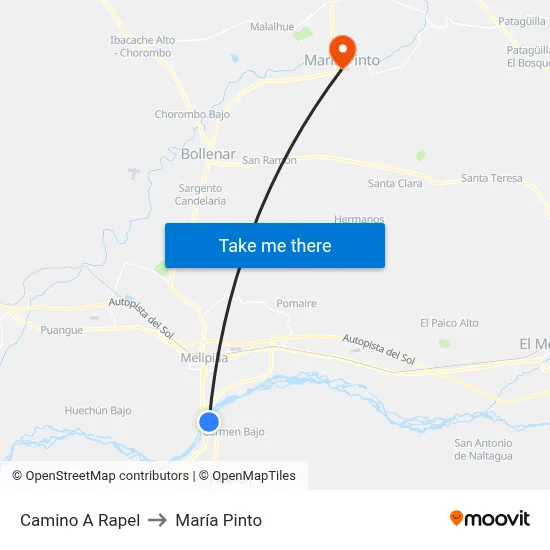 Camino A Rapel to María Pinto map