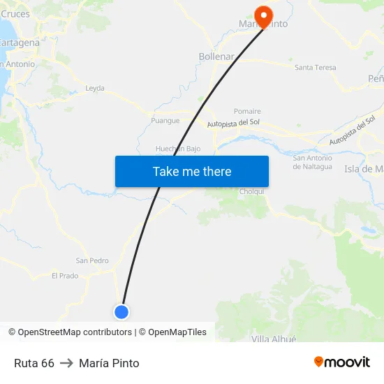 Ruta 66 to María Pinto map