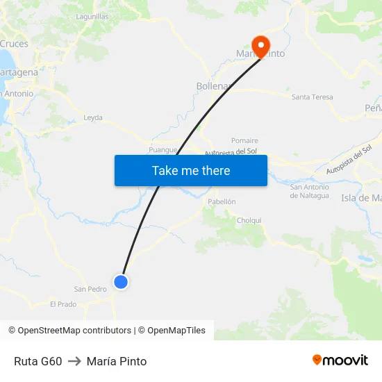 Ruta G60 to María Pinto map