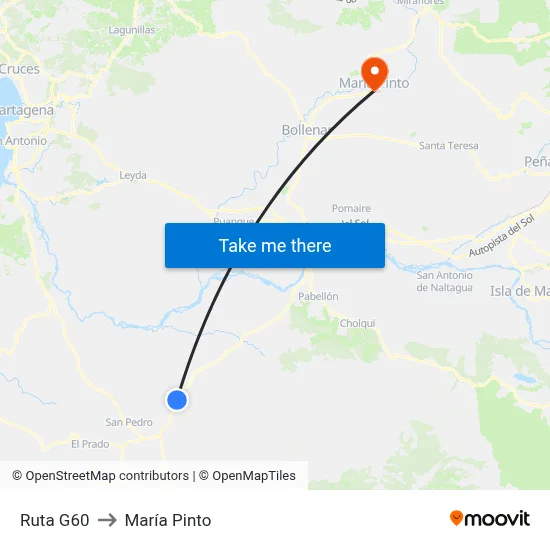 Ruta G60 to María Pinto map