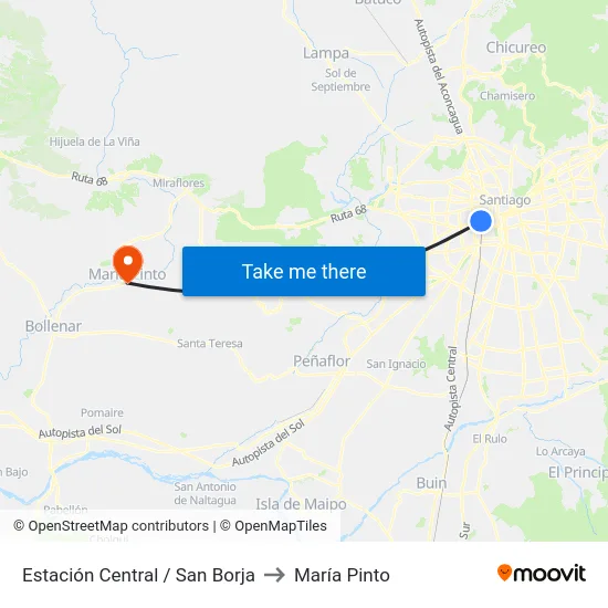 Estación Central / San Borja to María Pinto map