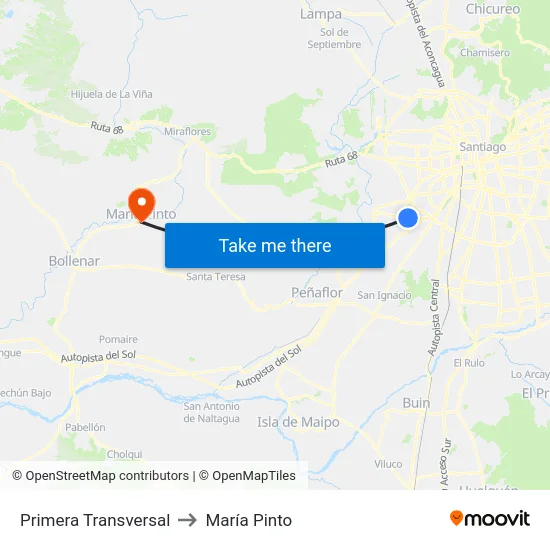 Primera Transversal to María Pinto map