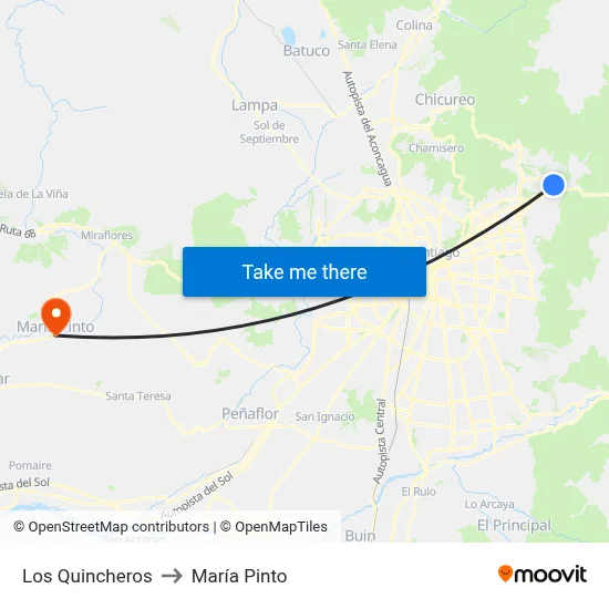 Los Quincheros to María Pinto map