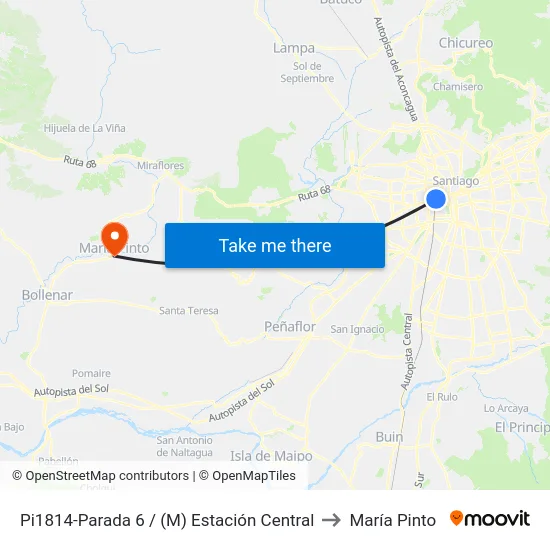 Pi1814-Parada 6 / (M) Estación Central to María Pinto map