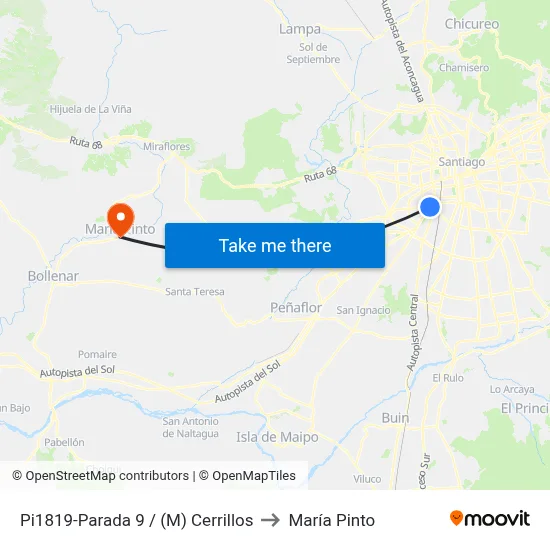 Pi1819-Parada 9 / (M) Cerrillos to María Pinto map