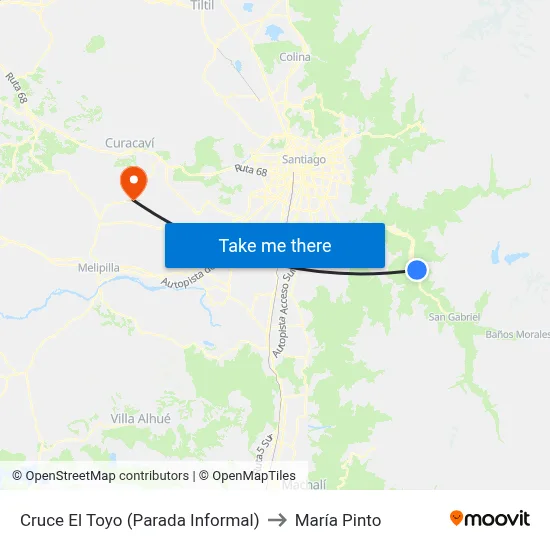 Cruce El Toyo (Parada Informal) to María Pinto map
