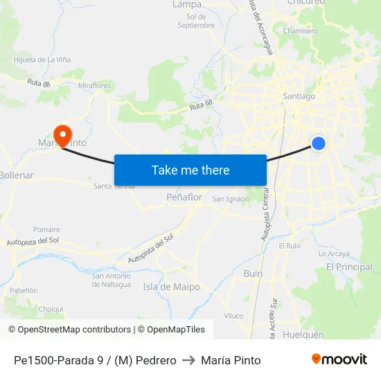 Pe1500-Parada 9 / (M) Pedrero to María Pinto map