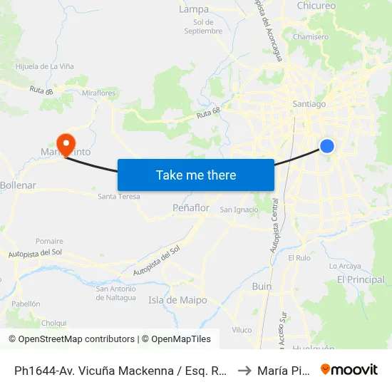 Ph1644-Av. Vicuña Mackenna / Esq. Raquel to María Pinto map