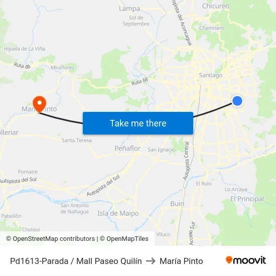 Pd1613-Parada / Mall Paseo Quilín to María Pinto map
