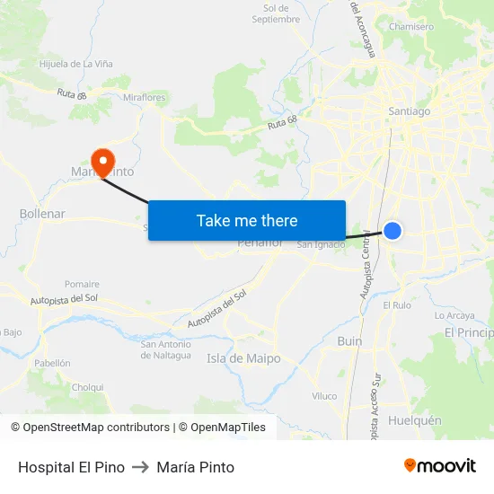 Hospital El Pino to María Pinto map
