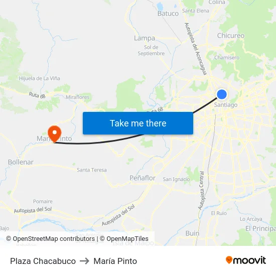 Plaza Chacabuco to María Pinto map