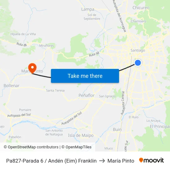 Pa827-Parada 6 / Andén (Eim) Franklin to María Pinto map