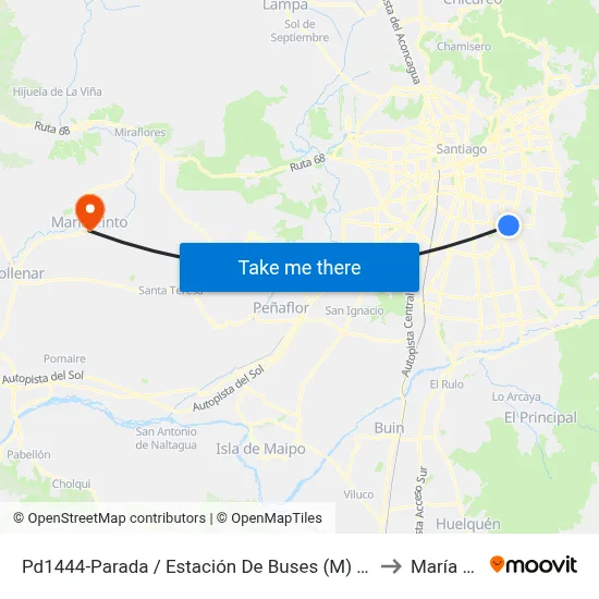 Pd1444-Parada / Estación De Buses (M) Macul -Poniente to María Pinto map