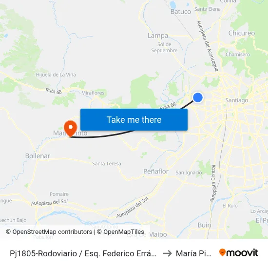 Pj1805-Rodoviario / Esq. Federico Errázuriz to María Pinto map