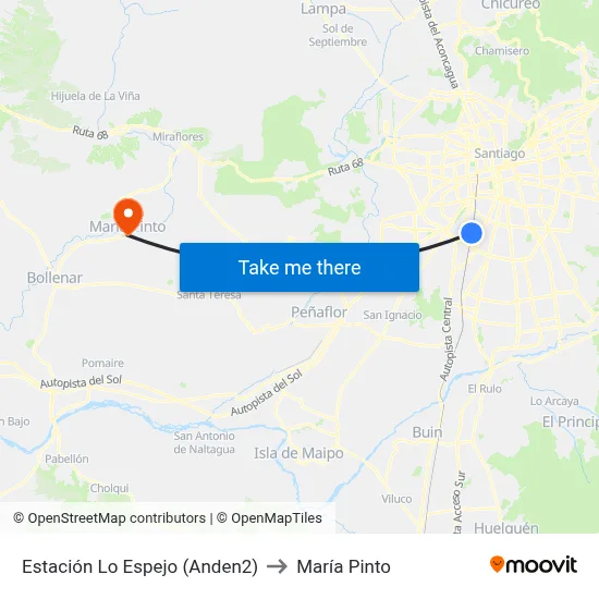 Estación Lo Espejo (Anden2) to María Pinto map