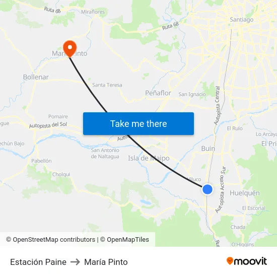 Estación Paine to María Pinto map