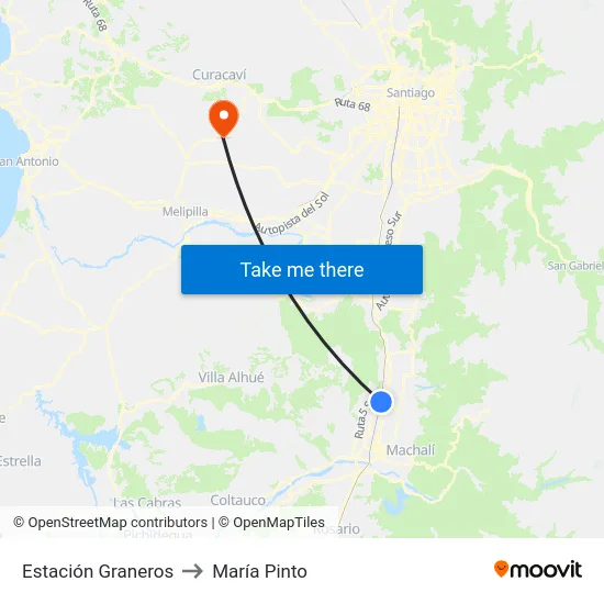 Estación Graneros to María Pinto map