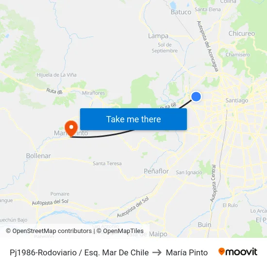 Pj1986-Rodoviario / Esq. Mar De Chile to María Pinto map