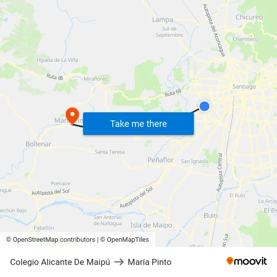 Colegio Alicante De Maipú to María Pinto map