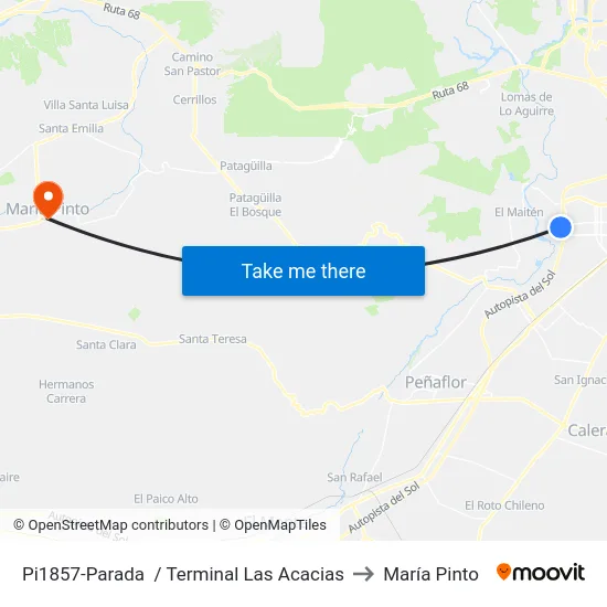 Pi1857-Parada  / Terminal   Las Acacias to María Pinto map
