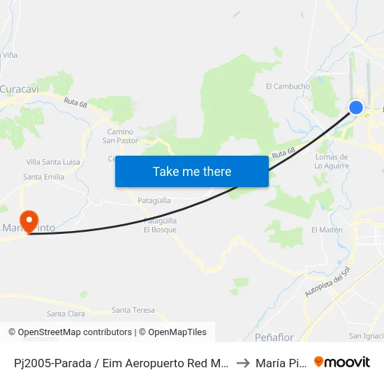 Pj2005-Parada  / Eim Aeropuerto   Red Movilidad to María Pinto map