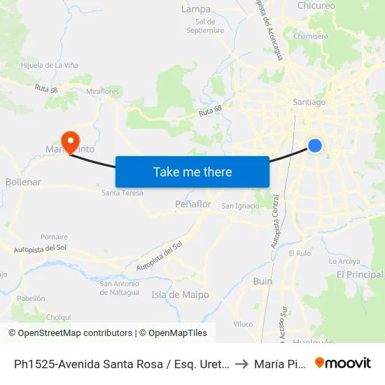 Ph1525-Avenida Santa Rosa / Esq. Ureta Cox to María Pinto map