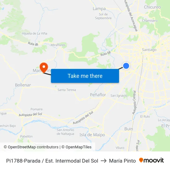 Pi1788-Parada / Est. Intermodal Del Sol to María Pinto map