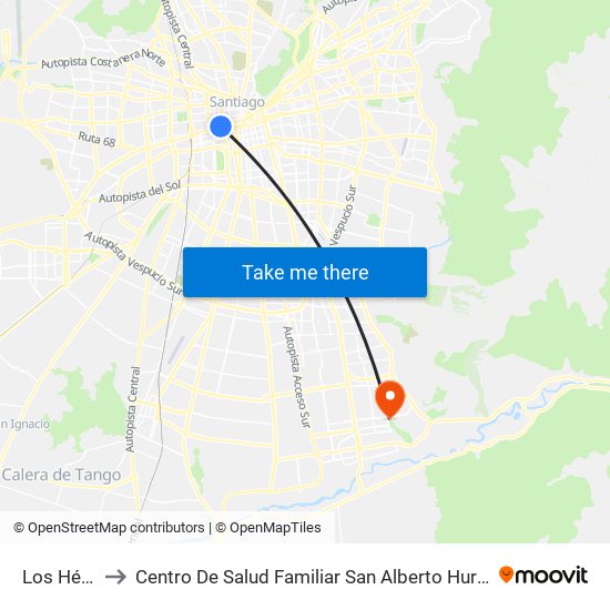 Los Héroes to Centro De Salud Familiar San Alberto Hurtado (Cesfam) map