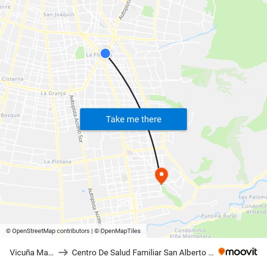 Vicuña Mackenna to Centro De Salud Familiar San Alberto Hurtado (Cesfam) map