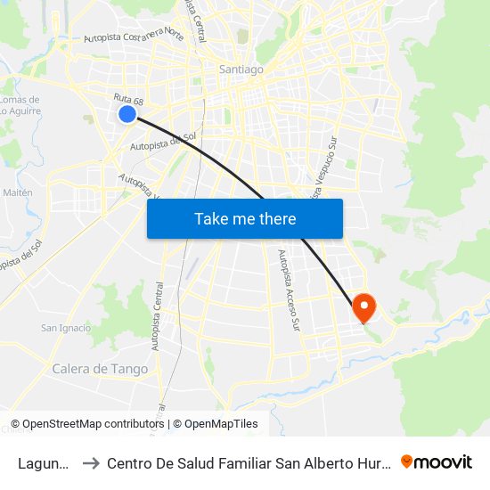 Laguna Sur to Centro De Salud Familiar San Alberto Hurtado (Cesfam) map