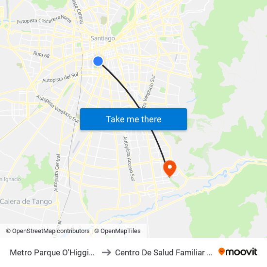 Metro Parque O'Higgins (Av. Tupper Esq. Av. Viel) to Centro De Salud Familiar San Alberto Hurtado (Cesfam) map