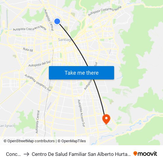 Conchalí to Centro De Salud Familiar San Alberto Hurtado (Cesfam) map