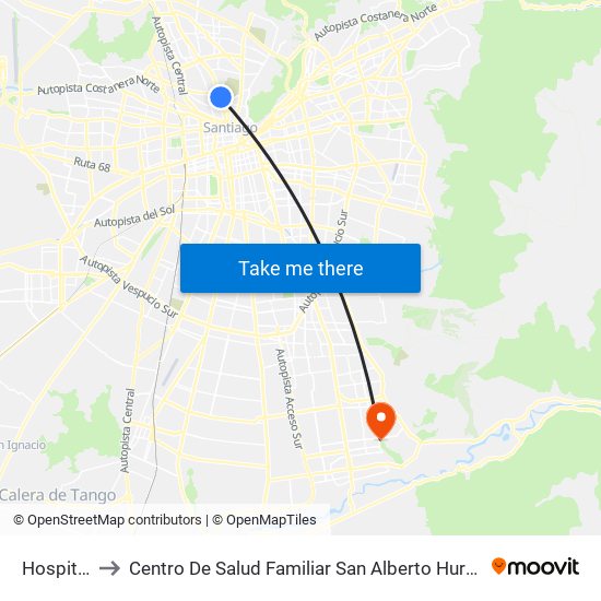 Hospitales to Centro De Salud Familiar San Alberto Hurtado (Cesfam) map