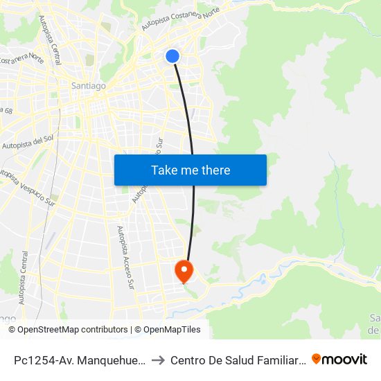 Pc1254-Av. Manquehue Sur / Esq. Avenida Apoquindo to Centro De Salud Familiar San Alberto Hurtado (Cesfam) map