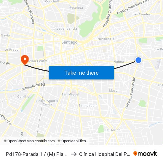 Pd178-Parada 1 / (M) Plaza Egaña to Clínica Hospital Del Profesor map