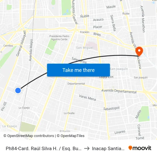 Ph84-Card. Raúl Silva H. / Esq. Buenaventura to Inacap Santiago Sur map
