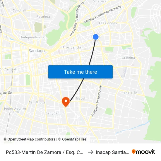 Pc533-Martín De Zamora / Esq. César Cascabel to Inacap Santiago Sur map