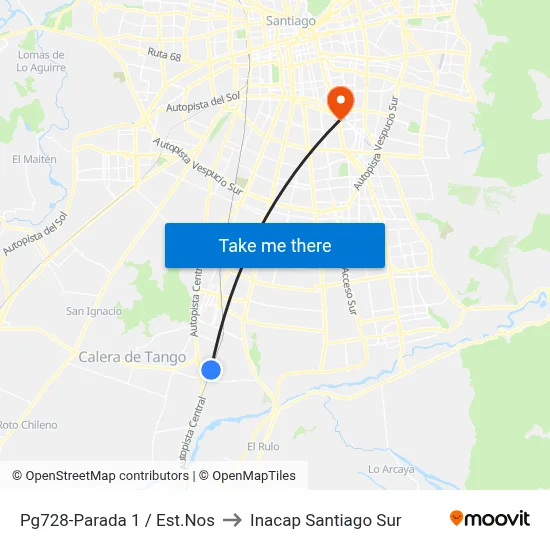 Pg728-Parada 1 / Est.Nos to Inacap Santiago Sur map