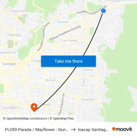 Pc289-Parada / Mayflower - Dunalastair to Inacap Santiago Sur map