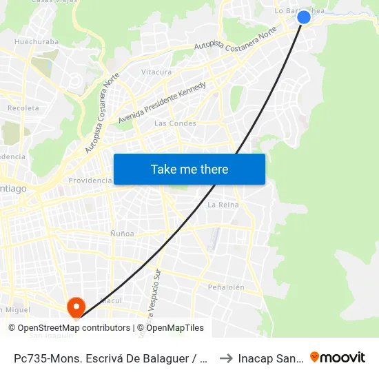 Pc735-Mons. Escrivá De Balaguer / Esq. Escrivá De Balaguer to Inacap Santiago Sur map