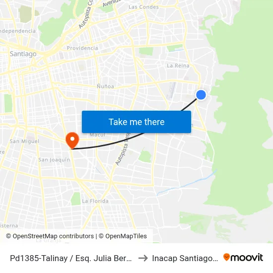 Pd1385-Talinay / Esq. Julia Bernstein to Inacap Santiago Sur map